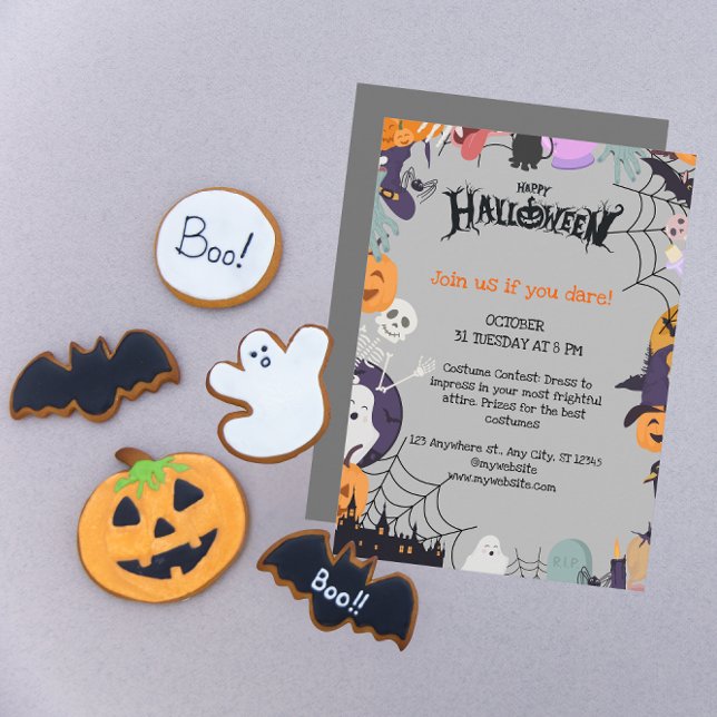 Invitation Éffrayant d'Halloween violet (Créateur téléchargé)