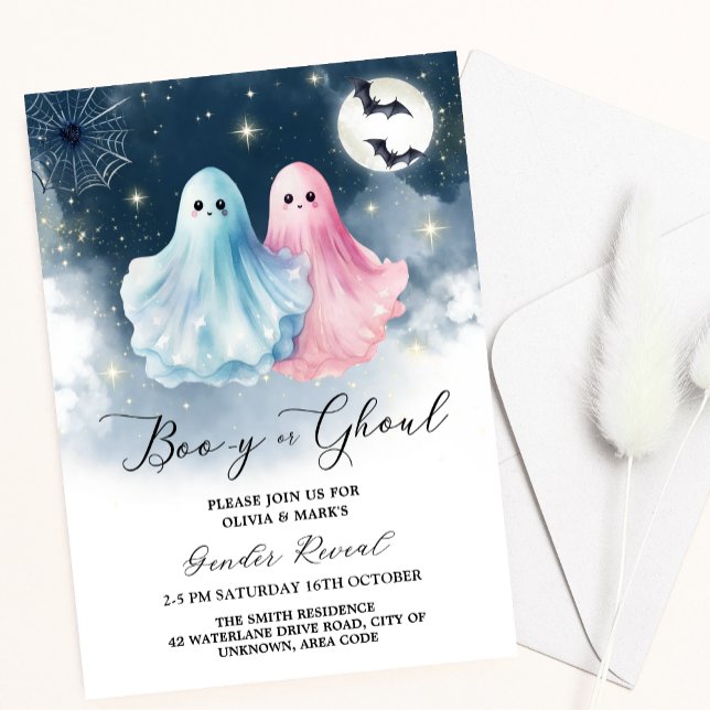 Invitation Éffrayant Ghost Ghoul Halloween Révélation de genr (Créateur téléchargé)