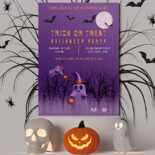 Invitation Éffrayant Ghosts Trick ou Treat Halloween fête