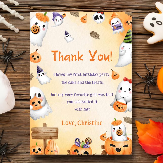 Invitation Éffrayant Halloween Cute Ghost Merci (Créateur téléchargé)