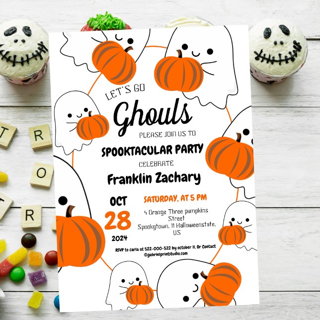 Invitation Éffrayant Halloween Cute Ghouls Anniversaire (Créateur téléchargé)