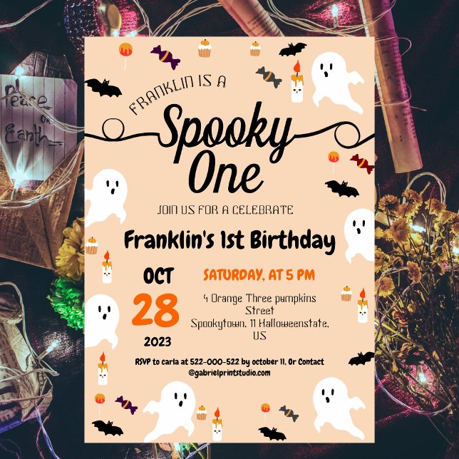 Invitation Éffrayant Halloween Cute Ghouls Anniversaire (Créateur téléchargé)