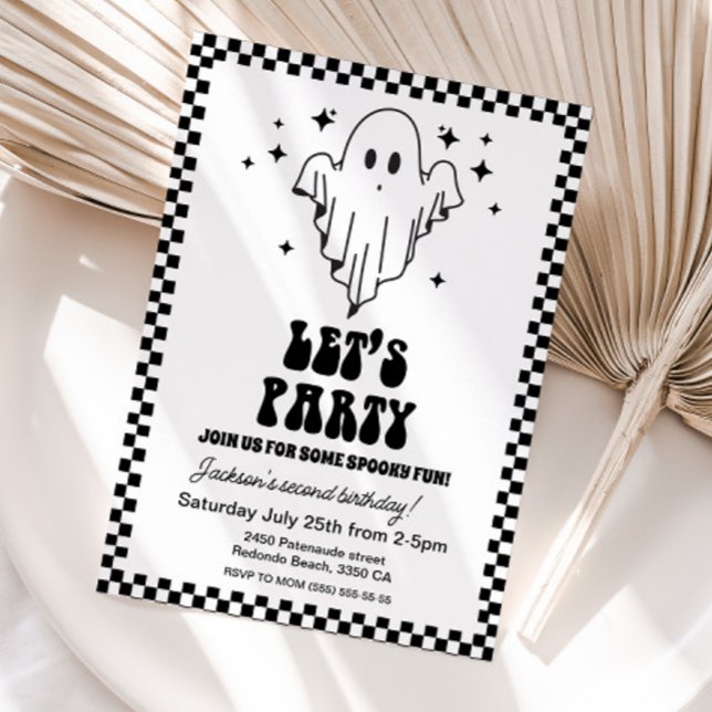 Invitation Éffrayant Halloween Faisons la fête n'importe quel (Ghost birthday invitation, halloween birthday party, ghost party, Let's party)