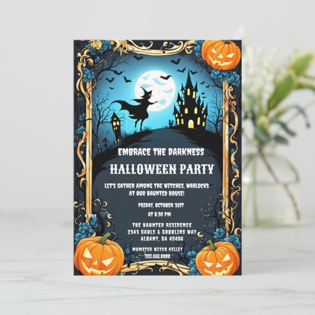 Invitation Éffrayant Haunch House Halloween Party (Debout devant)