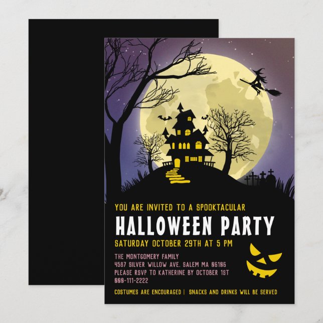 Invitation Éffrayant Hauné Maison Enfants Costume Halloween f (Devant / Derrière)