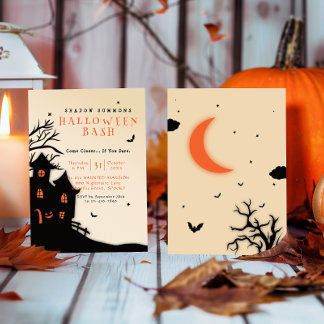 Invitation Éffrayant Hauned Mansion Design noir Halloween