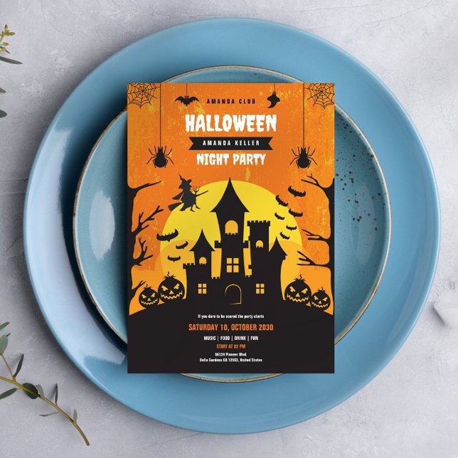 Invitation Éffrayant Haunted Castle Halloween Soirée (Créateur téléchargé)