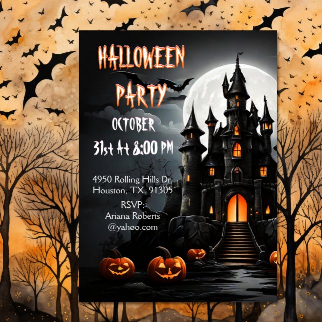 Invitation Éffrayant Haunted House Halloween Parti (Créateur téléchargé)