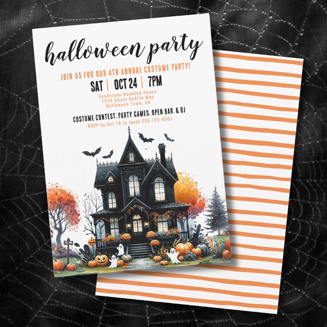 Invitation Éffrayant Haunted House Halloween Parti (Spooky Haunted House Halloween Party Invitation )