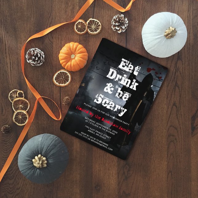 Invitation Effrayant Mangez Boire & Soyez Effrayant Halloween (Créateur téléchargé)