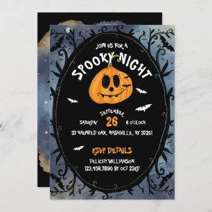 Invitation Éffrayant Night Effrayant Halloween Citrouille Car