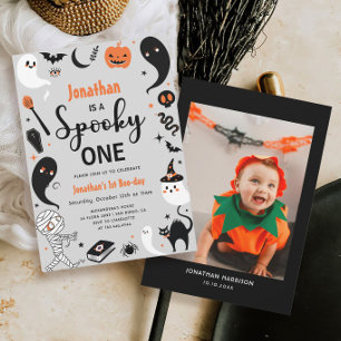Invitation Éffrayant One Boy Halloween Photo 1er Anniversaire
