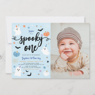 Invitation Éffrayant One Cute Ghost Halloween Photo 1er Anniv