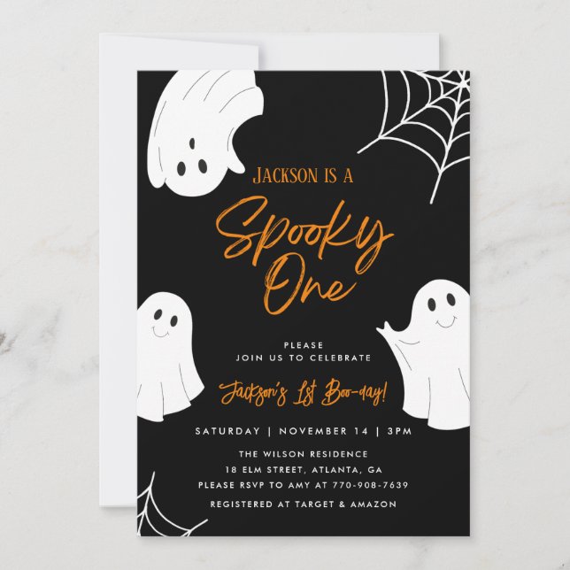 Invitation éffrayant One Ghost 1st Birthday (Devant)