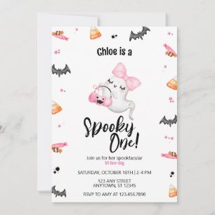 Invitation Éffrayant One Girl 1er Boo Day Halloween Anniversa
