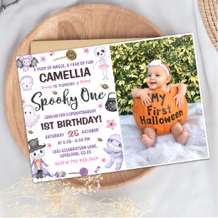 Invitation Éffrayant One Girls Halloween 1er Anniversaire Pho