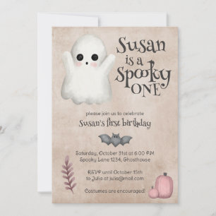 Invitation Éffrayant One Kawaii Ghost Halloween Anniversaire