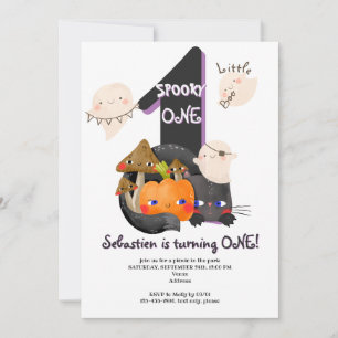 Invitation Éffrayant ONE Little Boo Halloween Enfants 1er ann