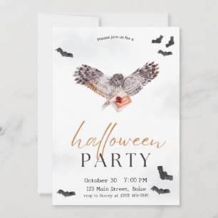 Invitation Éffrayant Owl Fall Halloween Party
