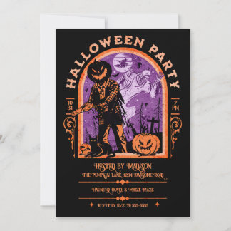 Invitation Éffrayant Retro Ghoul Halloween