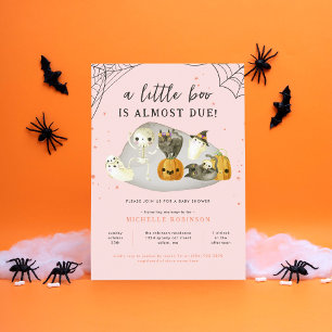 Invitation Éffrayant rose Un Petit Baby shower Boo Halloween