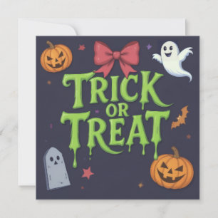 Invitation Éffrayant Tricoter ou traiter l'Halloween mince