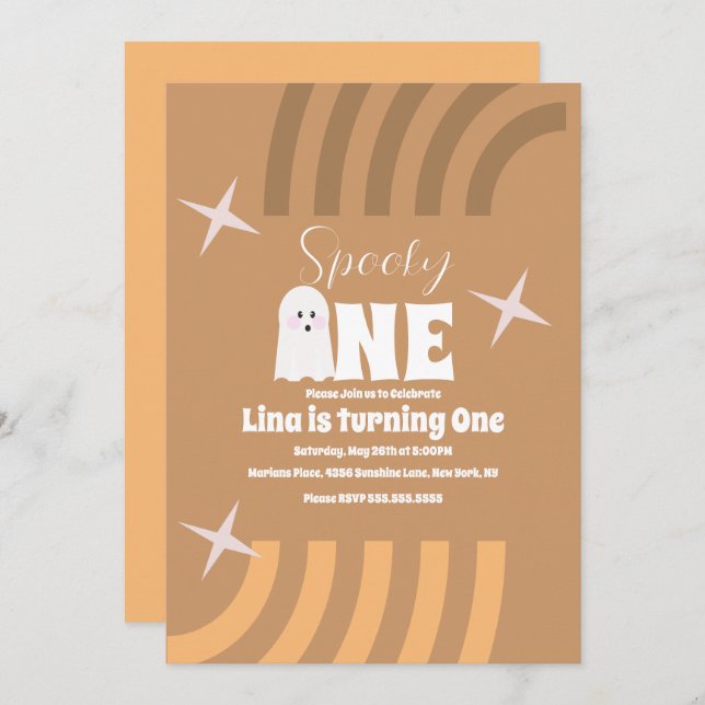 Invitation Éffrayant Un Fantôme Super Halloween Anniversaire  (Devant / Derrière)