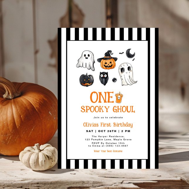 Invitation Éffrayant Un Ghoul Halloween Premier anniversaire (Créateur téléchargé)