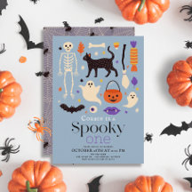 Éffrayant Un Halloween Motifs Bleu 1er anniversair