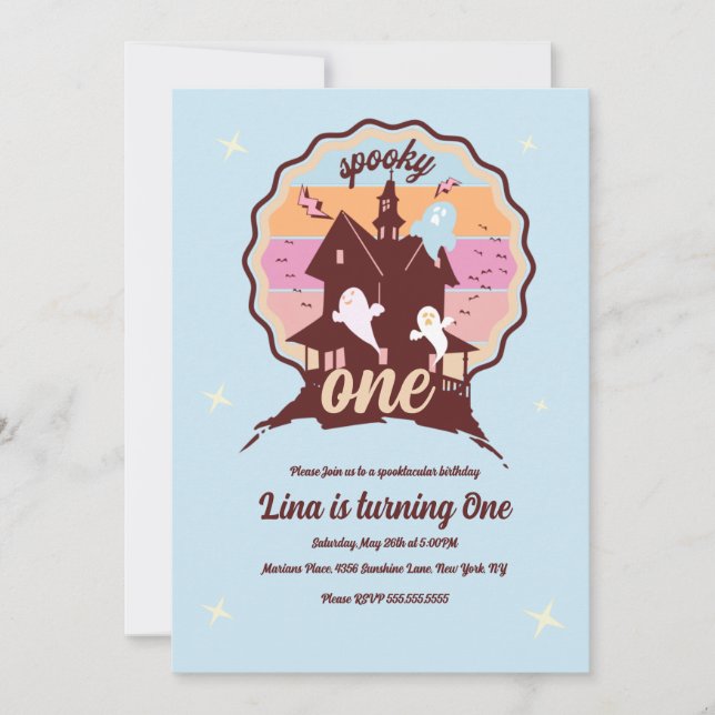 Invitation Éffrayant Un Halloween Premier Anniversaire Fantôm (Devant)