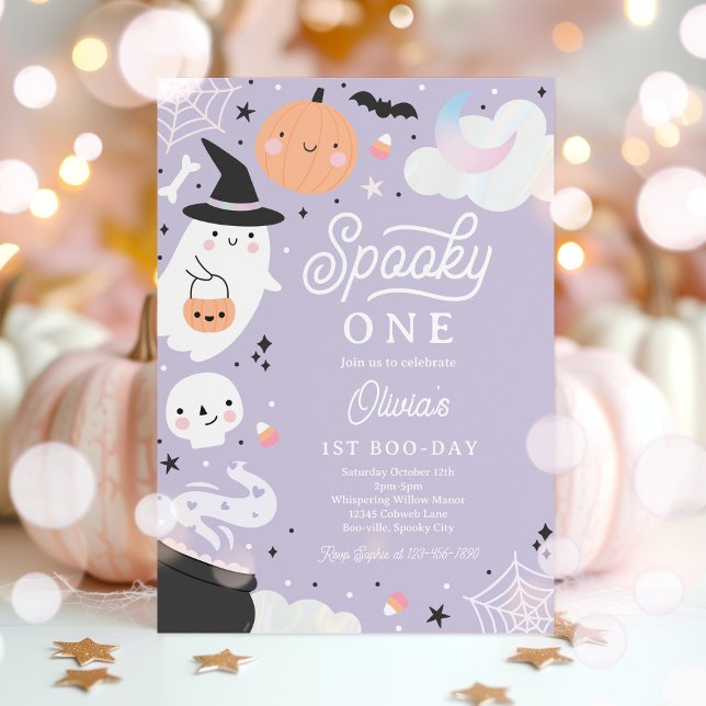 Invitation Éffrayant Un Halloween rose Fantôme 1er anniversai (Créateur téléchargé)