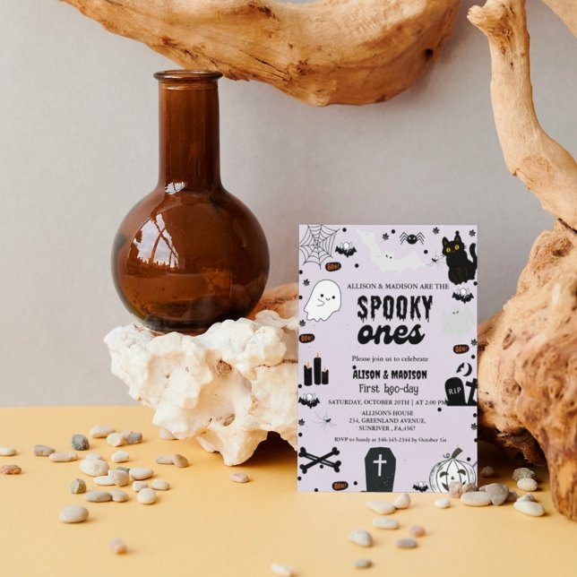 Invitation Éffrayant Un Halloween Twin premier anniversaire (Créateur téléchargé)