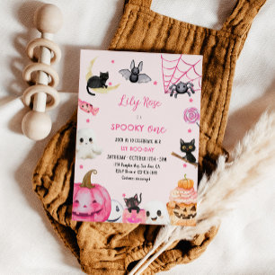 Invitation Éffrayant Un Pink Halloween Cute Ghost 1er Anniver