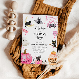 Invitation Éffrayant Une Fille d'Halloween 1er anniversaire