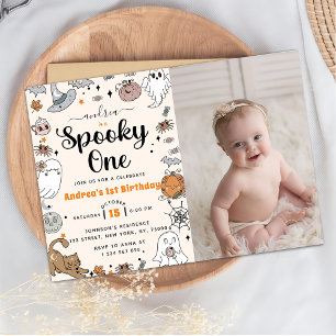 Invitation Éffrayant Une Halloween mignonne Fantôme Anniversa