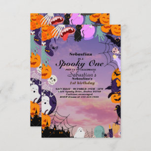 Invitation Éffrayant Une Mignonne Halloween Ghost 1ère fête d
