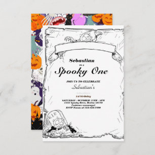 Invitation Éffrayant Une Mignonne Halloween Ghost 1ère fête d