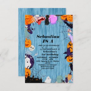 Invitation Éffrayant Une Mignonne Halloween Ghost 1ère fête d
