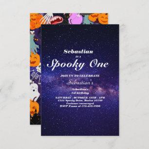 Invitation Éffrayant Une Mignonne Halloween Ghost 1ère fête d