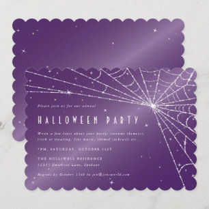 Invitation Éffrayant violet Diamond Spider Web Halloween Part