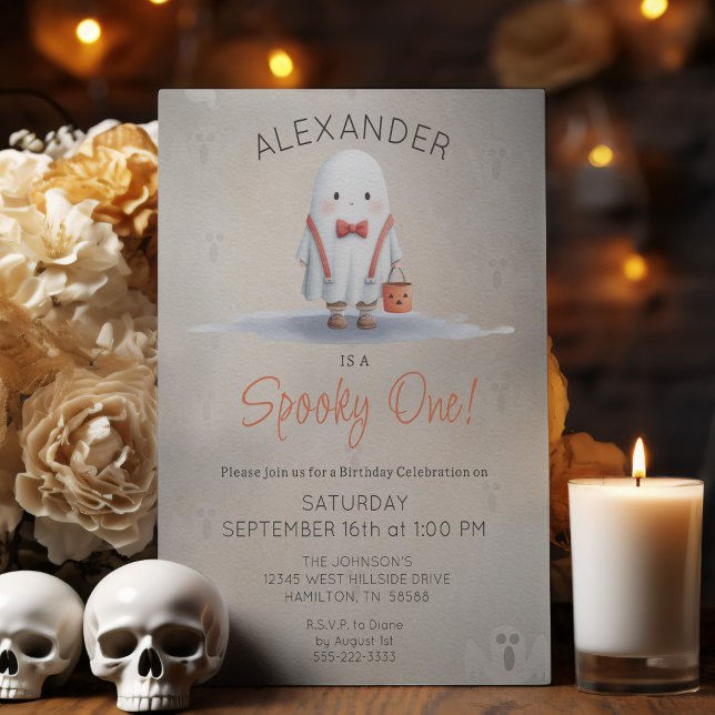 Invitation éffrayante à une fête d'anniversaire (Spooky One Boy's Halloween First Birthday Party Invitation)