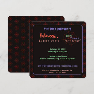 Invitation éffrayante Black Halloween Spider Web P