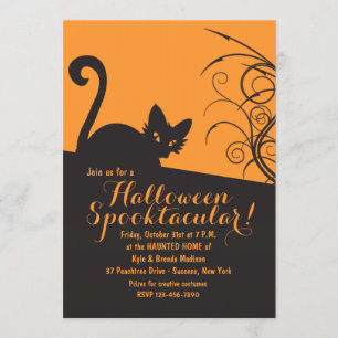 Invitation éffrayante de Halloween de chat