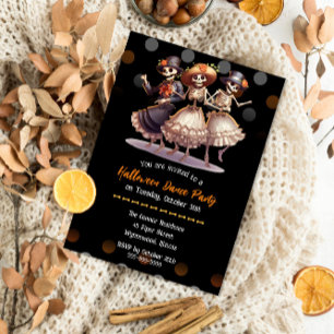 Invitation Éffrayante et amusante Skeleton Dance Halloween Pa