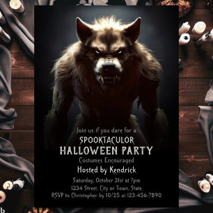 Invitation Éffrayante fête costumée d'Halloween Werewolf