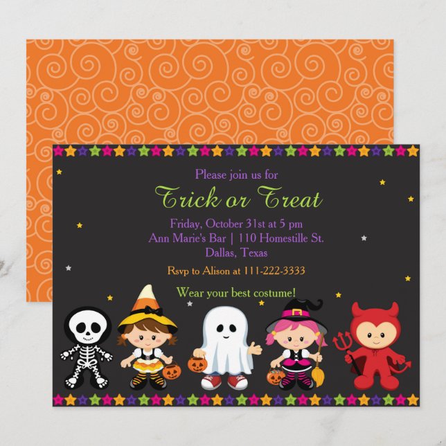 Invitation Éffrayante fête d'Halloween (Devant / Derrière)
