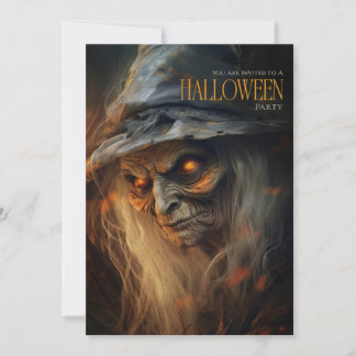 Invitation Éffrayante Fête d'Halloween Déplaisante sorcière a