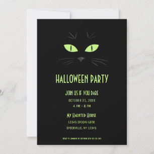 Invitation Éffrayante Halloween Black Cat Party