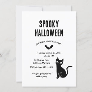 Invitation Éffrayante Halloween Chat Witch