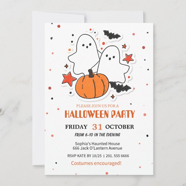Invitation éffrayante Halloween Costume de fête (Devant)